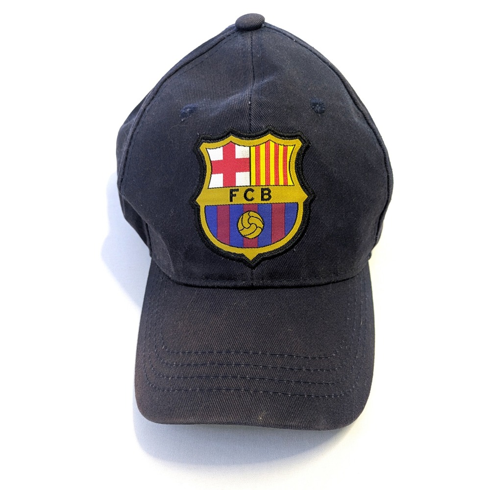FC Barcelona Navy Blue Adjustable Hat FCB Crest Mes Que Un Club Ball Cap *read